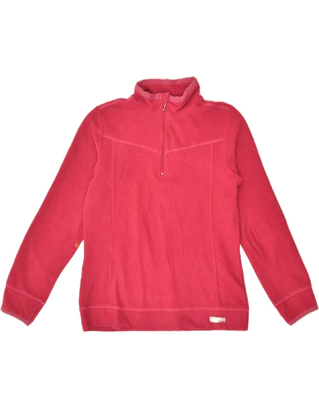 CHAMPION Womens Outdoor Zip Neck Fleece Jumper UK 12 Medium Pink Elegant Classic Vintage