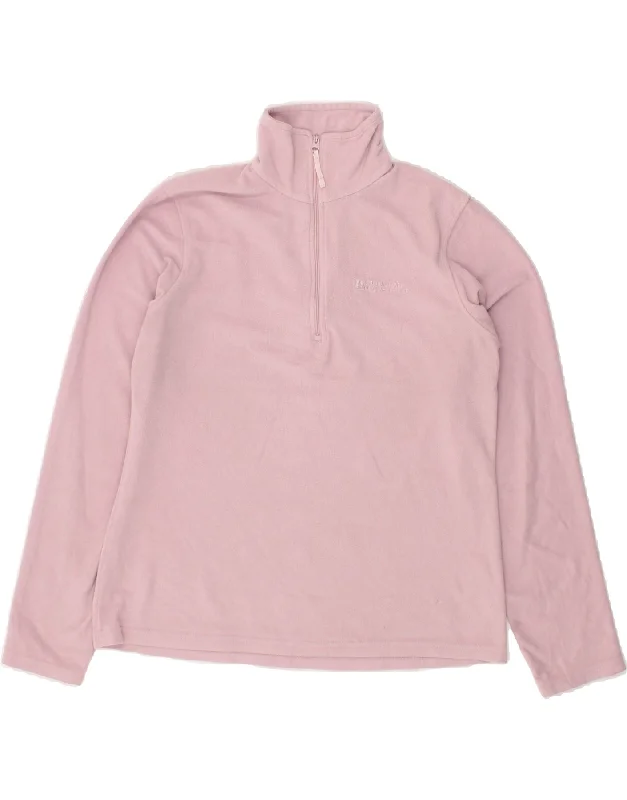 MOUNTAIN WAREHOUSE Womens Zip Neck Fleece Jumper UK 14 Medium Pink Hooded Sweater Collared Sweater Shawl Collar