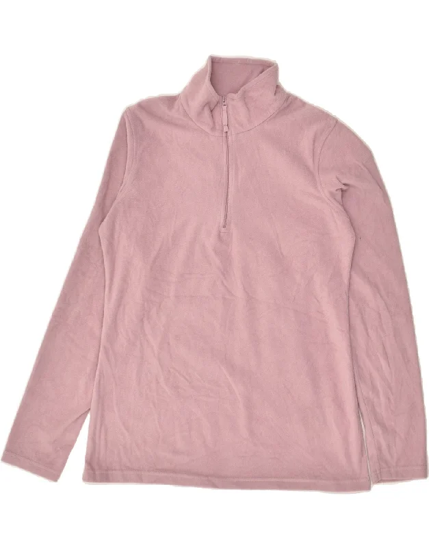 MOUNTAIN WAREHOUSE Womens Zip Neck Fleece Jumper UK 14 Medium Pink Notch Collar Peter Pan Collar Cowl Neck