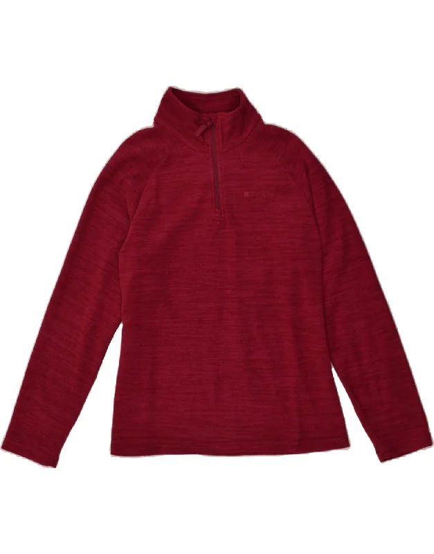 MOUNTAIN WAREHOUSE Womens Zip Neck Fleece Jumper UK 16 Large Burgundy Print Jacquard Patchwork