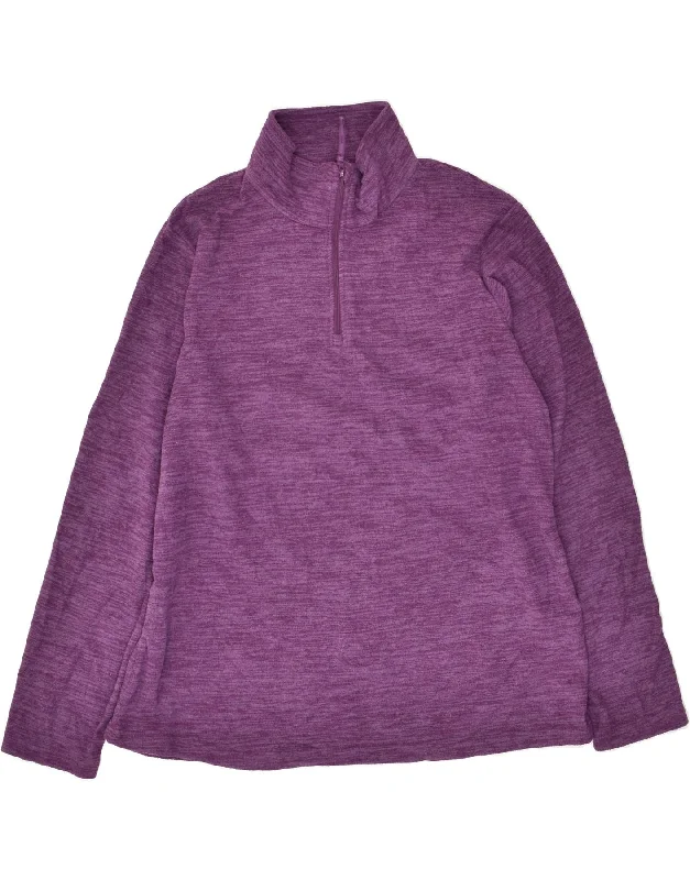 MOUNTAIN WAREHOUSE Womens Zip Neck Fleece Jumper UK 18 XL Purple Pinstripe Elasticated Padded Insulated