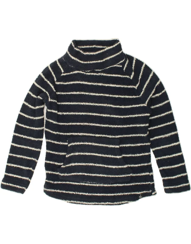 WEIRD FISH Womens Fleece Jumper UK 12 Medium  Navy Blue Striped Polyester Terry Blend Velvet Blend Canvas Blend