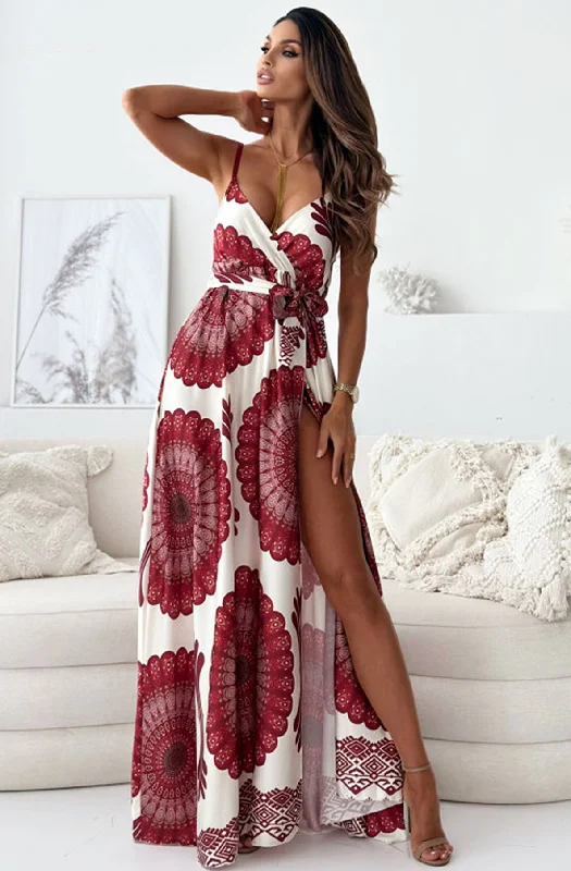 Andisa Abstract Patterned Maxi Dress-Cherry Chic Sleeveless Maxi Dress