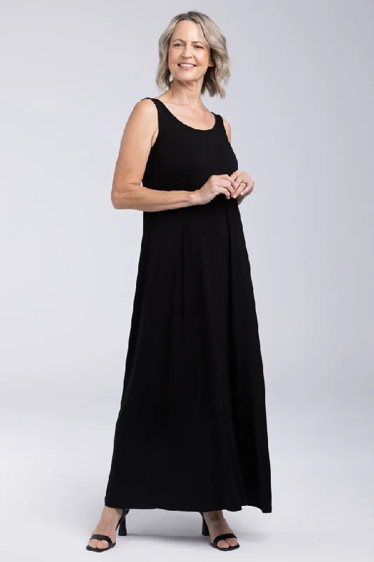 Bamboo Maxi Dress - Black Fashionable High-Waist Maxi Dress