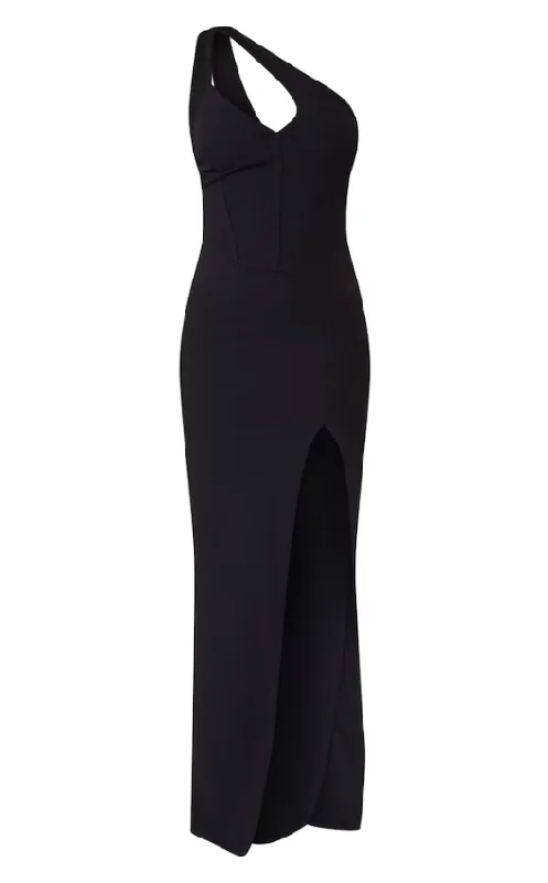 Black One Shoulder Cut Out Cup Detail Maxi Dress Elegant Sleeveless Maxi Dress