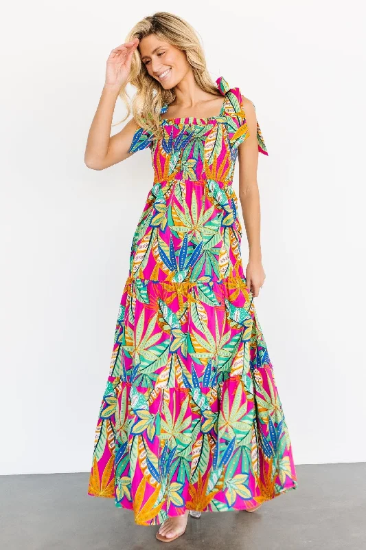 Cabana Maxi Dress | Green + Fuchsia Multi Chic Boho Print Maxi Dress