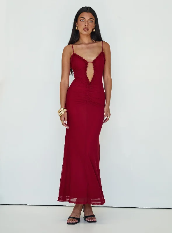 Capisce Maxi Dress Red Cozy Ribbed Maxi Dress