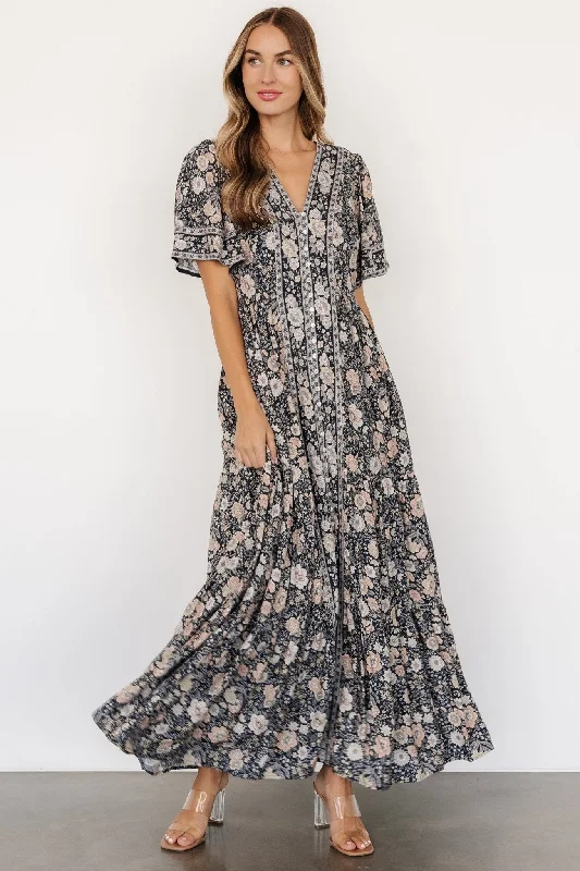 Cheryl Maxi Dress | Midnight Floral Comfortable Fit-and-Flare Maxi Dress