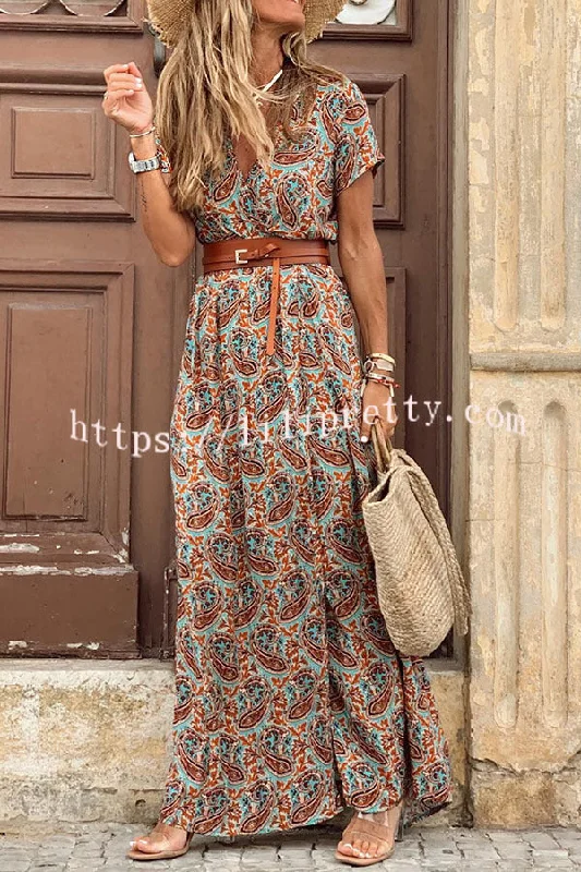 Lilipretty Forgotten Story Paisley Maxi Dress (belt Included) Fashionable Sleeveless Maxi Dress