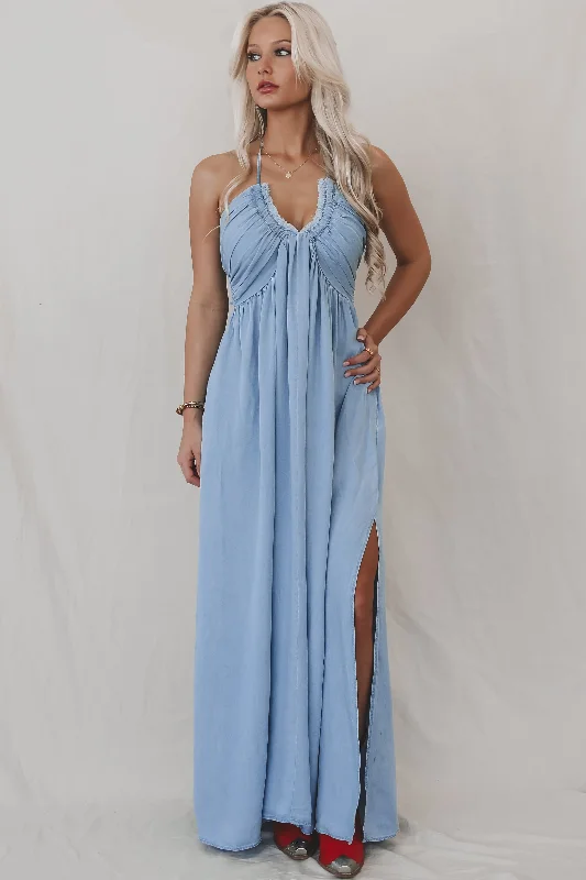 Into The Wind Blue Maxi Dress Trendy A-Line Maxi Dress