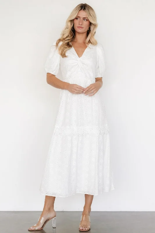 Jackie Eyelet Maxi Dress | Off White Elegant Lace Maxi Dress