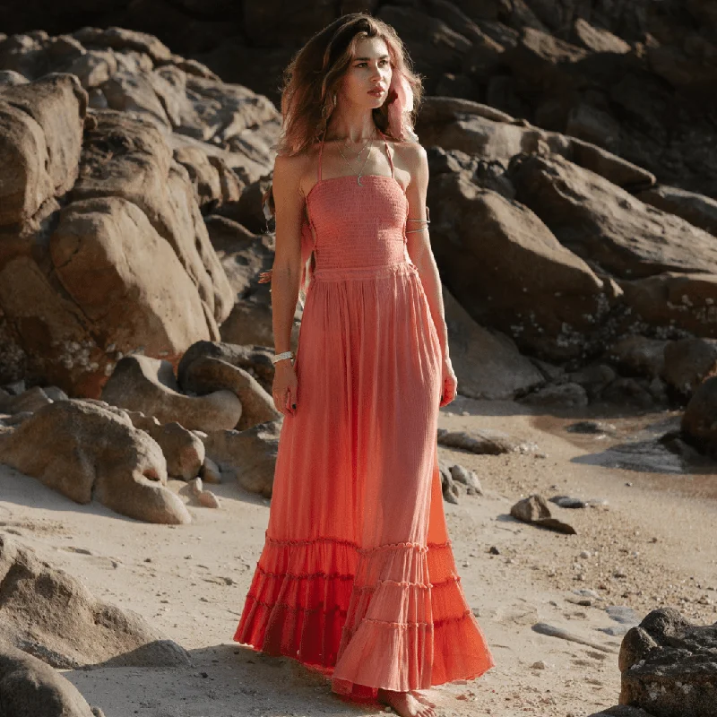 Lady Earth Maxi Dress Comfortable Plunging Neckline Maxi Dress