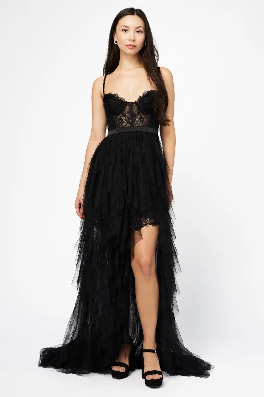 Miley Tulle Lace Maxi Dress Comfortable Fit-and-Flare Maxi Dress