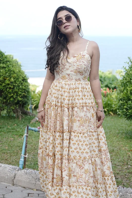 Sunshine Serenade Cotton Maxi Dress Fashionable Printed Maxi Dress