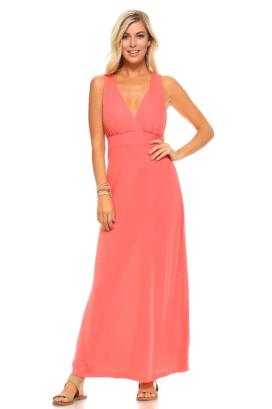 Women's Halter Maxi Dress with Cross Back Straps Elegant Tiered Maxi Dress