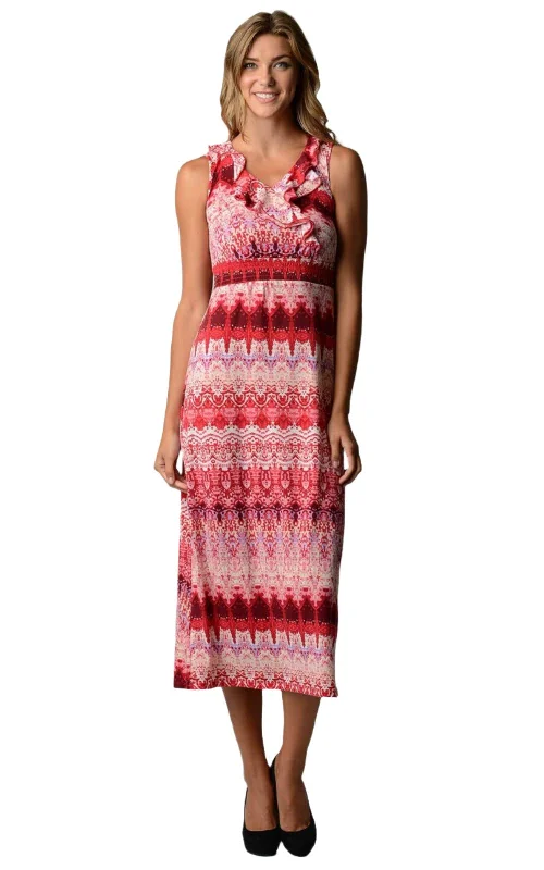 Women's Ruffle Maxi Dress Comfortable Pleated Maxi Dress