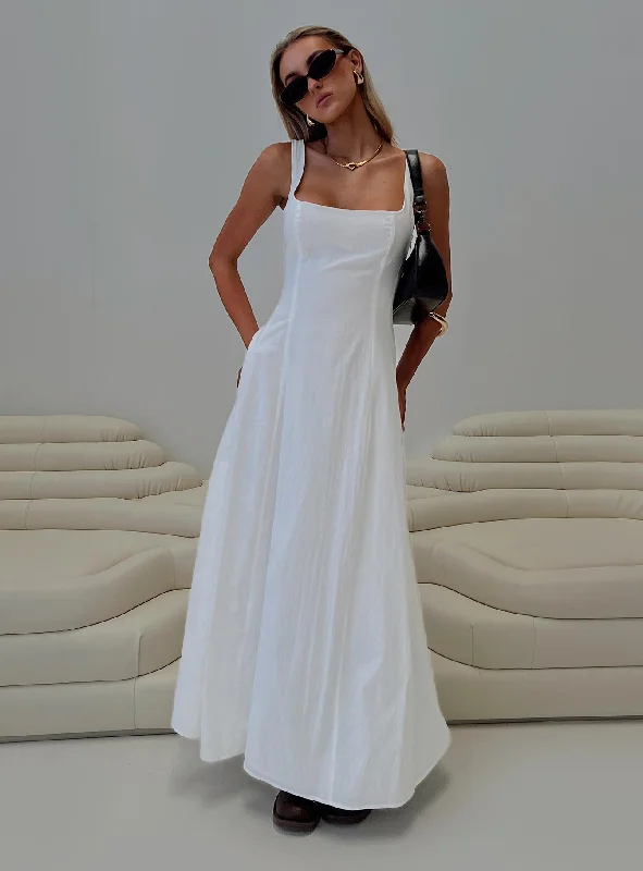 You Can Maxi Dress White Trendy Maxi Dress with Bow