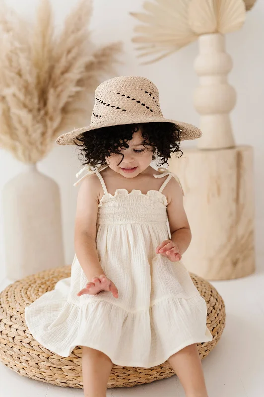 Tiered Mini Dress - Cream Comfortable Smocked Mini Dress