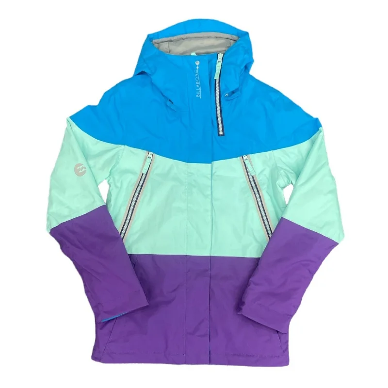 Billabong Women's Delight Snow Jacket - Blue/Mint/Purple Notch Collar Peter Pan Collar Cowl Neck