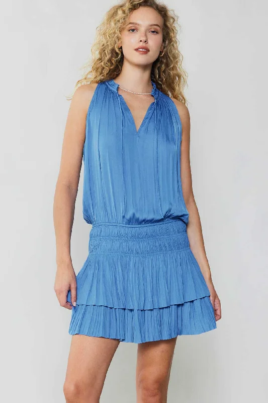 Cara Pleated Mini Dress Fashionable Boho-Chic Mini Dress