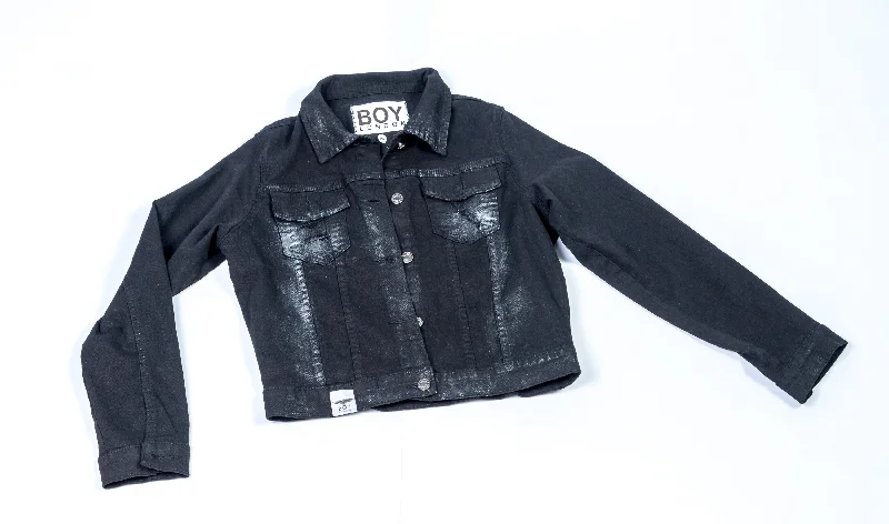 BOY LONDON - LADIES BLACK DENIM JACKET Print Jacket Jacquard Jacket Patchwork Jacket