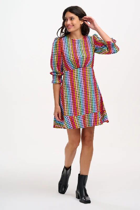 Lorelei Mini Dress - Black, Rainbow Circles Comfortable Bodycon Mini Dress