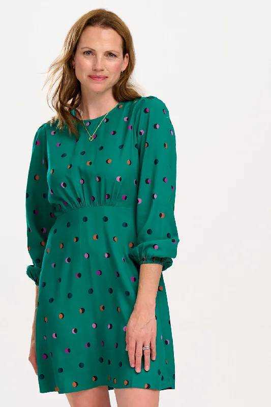 Janet Mini Dress - Green, Rainbow Shadow Polka Fashionable Summer Mini Dress