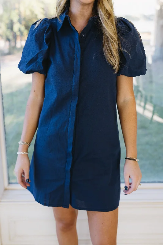 Giada Mini Dress - Navy Cozy Wraparound Mini Dress