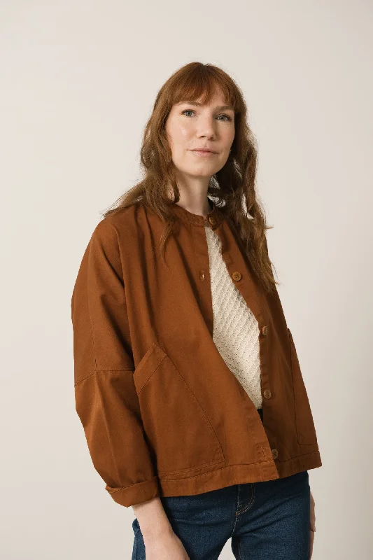 Henny Organic Cotton Jacket In Terracotta Toggled Jacket Drawstring Jacket Belted Jacket