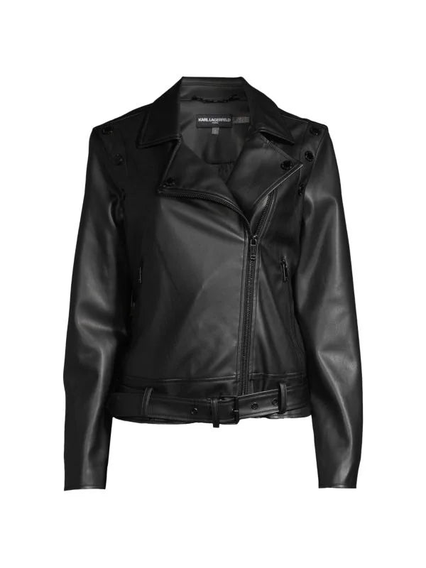 Karl Lagerfeld Moto Jacket Ribbed Jacket Pleated Jacket Ruffled Jacket