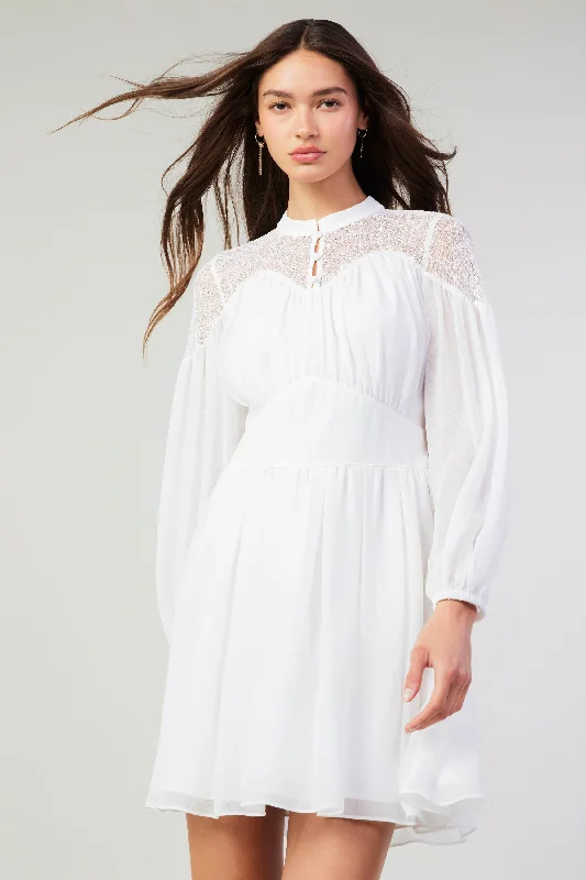 Palermo Lace Collared Mini Dress Fashionable Mini Dress with Frills