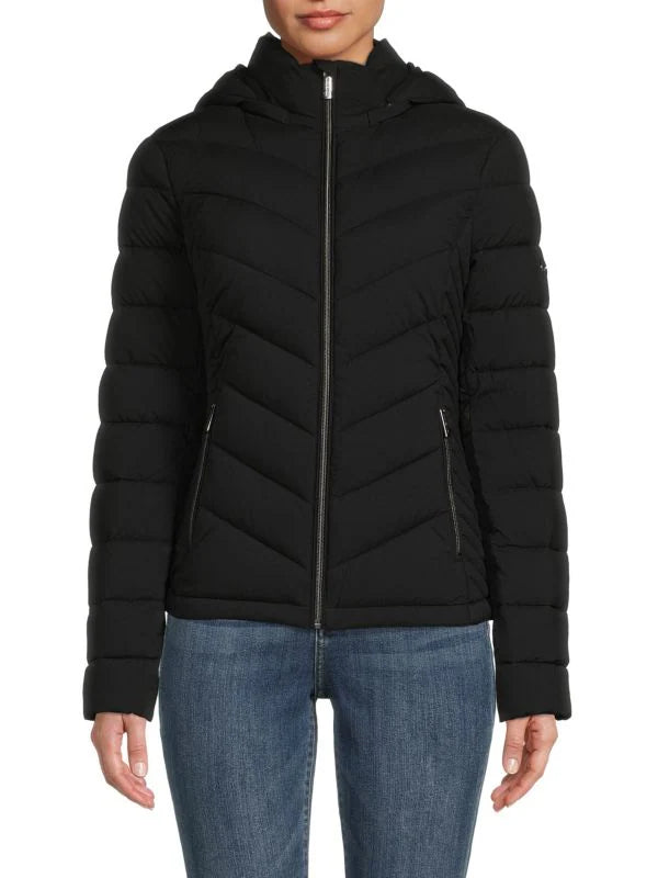 MICHAEL KORS MISSY PUFFER JACKET - BLACK Elasticated Jacket Padded Jacket Insulated Jacket