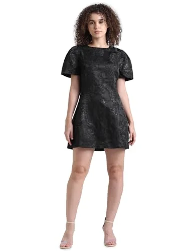 ONLY Women's Polyester Blend Classic Mini Dress (Jet Black) Cozy A-Line Mini Dress