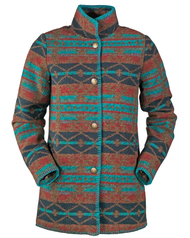 Outback Trading® Women Moree Southwest Tapestry Jacket Welt Pockets Slit Pockets Flap Pockets