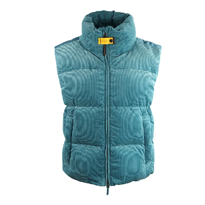 Parajumpers Jam Alta Marea Blue Corduroy Down Gilet Jacket Cotton Fabric Linen Fabric Terry Fabric