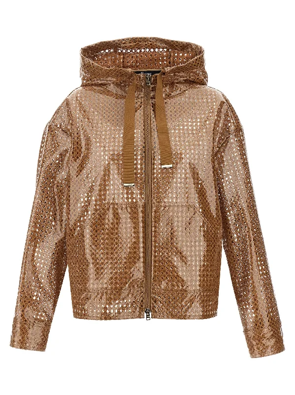 Plasticized Crochet Hooded Jacket Lace Jacket Ribbed Jacket Sequined Jacket