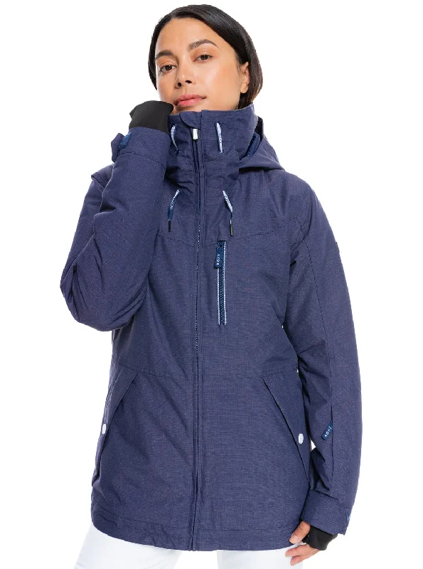 Roxy Presence Parka Womens Jacket Medieval Blue Belted Jacket Elasticated Jacket Padded Jacket