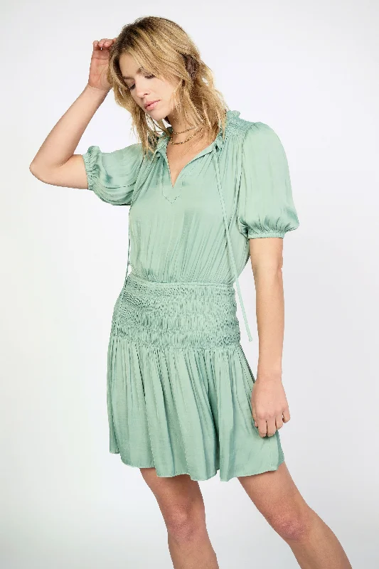 Gaia Smocked Mini Dress Fashionable Pleated Mini Dress