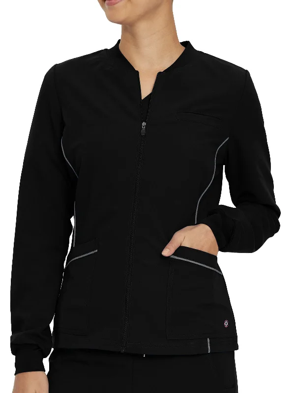 V-Tess - Women's 3-Pocket Warm-Up Jacket Tiered Jacket Buttoned Jacket Zippered Jacket