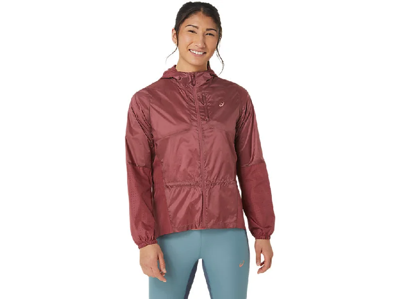 Asics Women's Packable Run Jacket Notch Collar Jacket Peter Pan Collar Jacket Cowl Neck Jacket