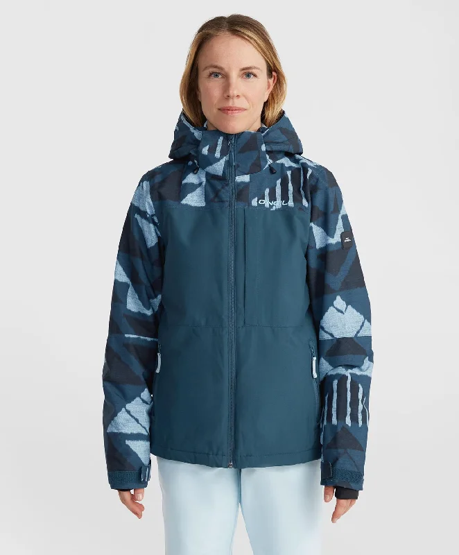 Women's Aplite Plus Snow Jacket - Blue Triangle Ikat Oversized Jacket Tailored Jacket Straight Jacket