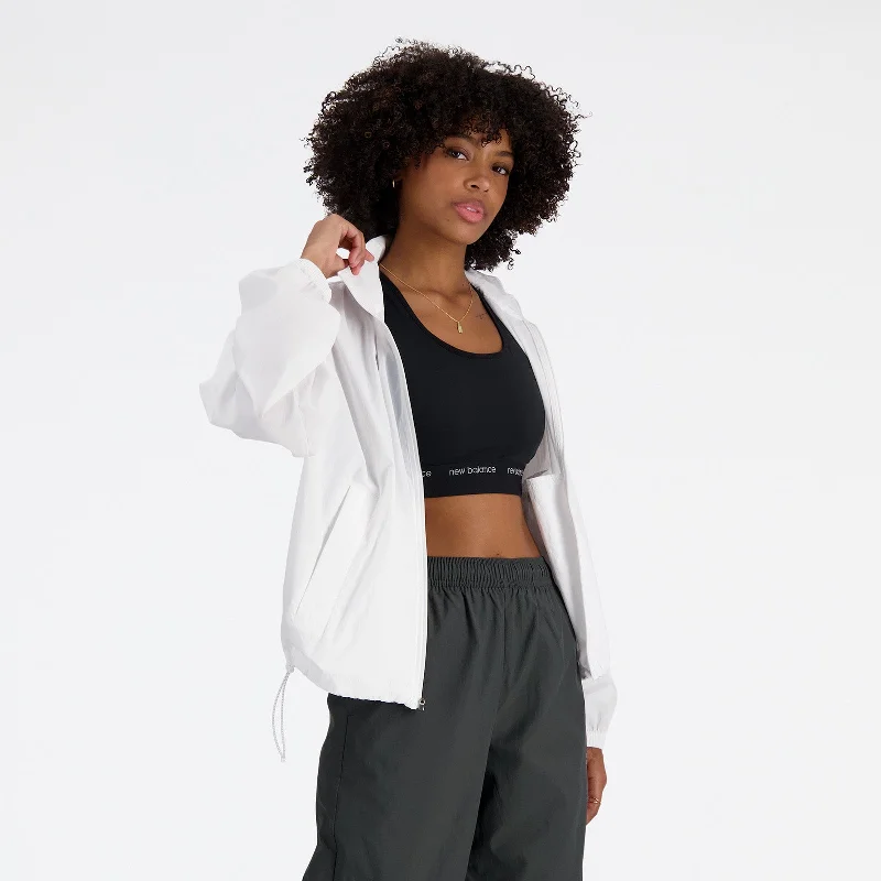 WOMEN'S ATHLETICS PACKABLE JACKET - WHITE Herringbone Jacket Checkered Jacket Solid Jacket