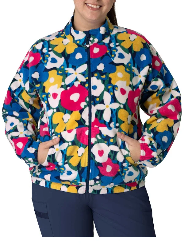 Zoe+Chloe - Women's Boxy Fit Printed Fleece Jacket Tiered Jacket Buttoned Jacket Zippered Jacket