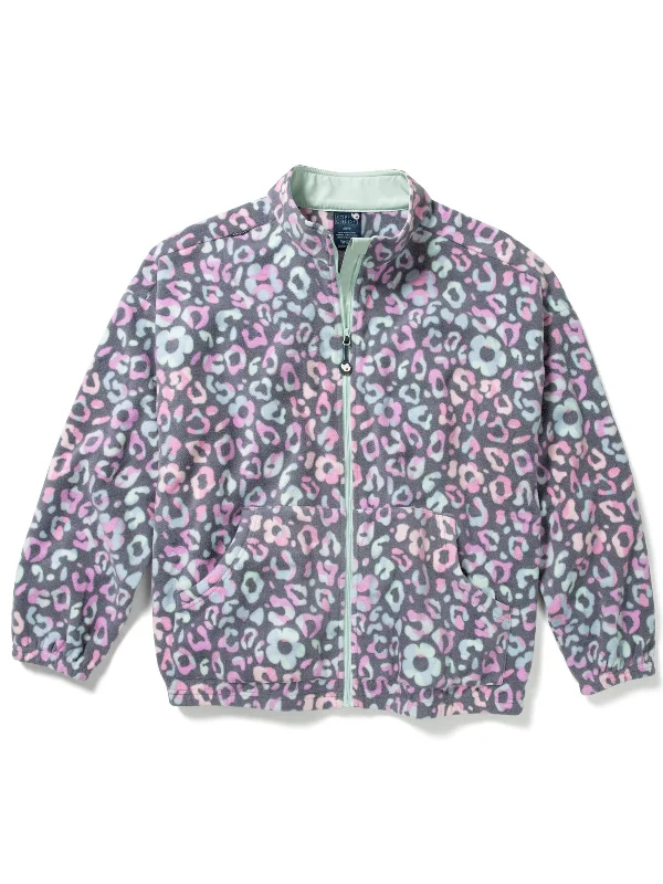 Zoe+Chloe - Women's Boxy Fit Printed Fleece Jacket Fleece Fabric Down Fabric Feather Fabric