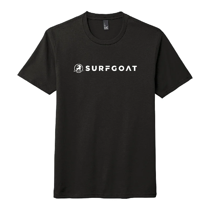 SURFGOAT Single Line Short-Sleeved Tee (Black / White) Collared T-Shirt Boat Neck A-Line