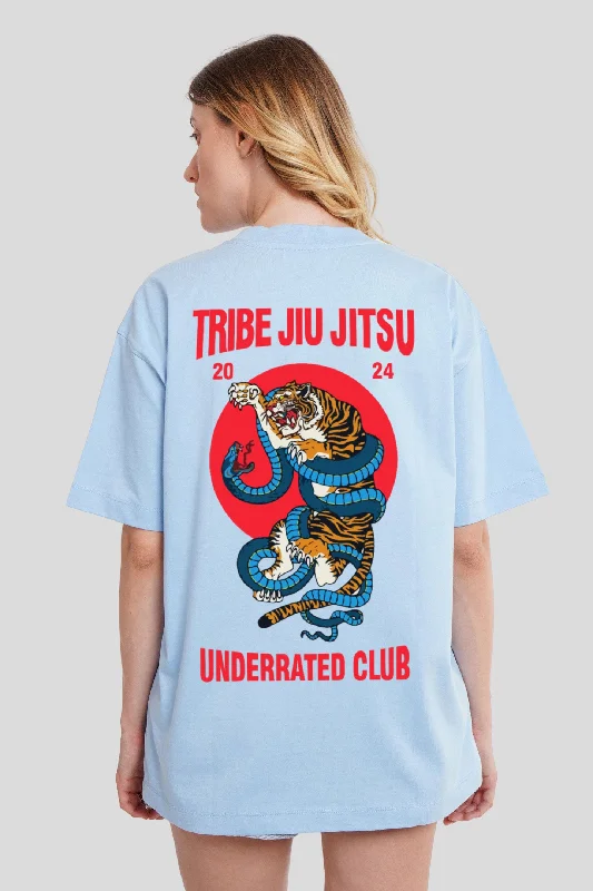 Jiu Jitsu Powder Blue Printed T-Shirt Nylon Fabric Polyester Fabric Spandex Fabric