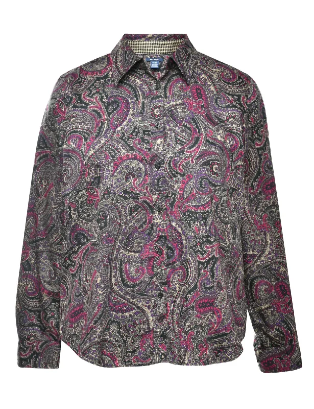 Multi-colour Paisley Shirt - L Welt Pockets Slit Pockets Flap Pockets
