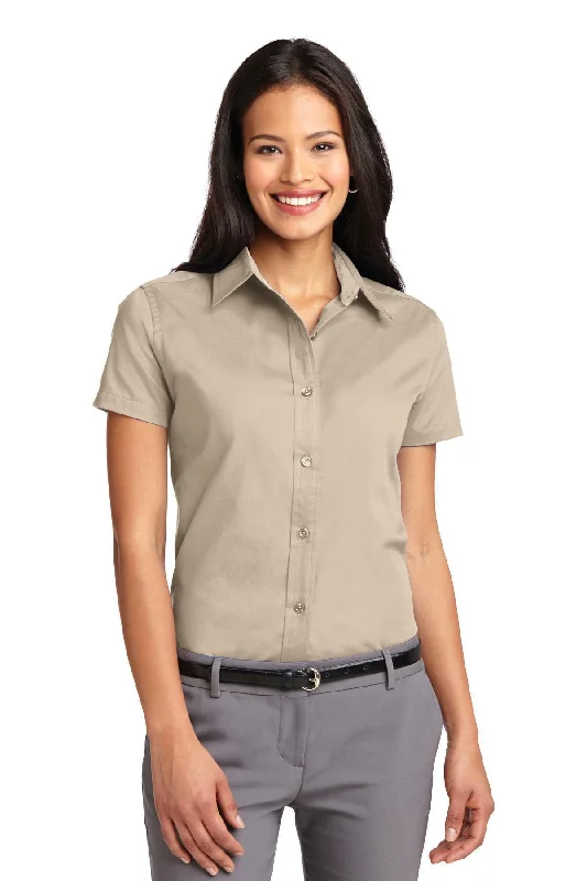 Port Authority Ladies Short Sleeve Easy Care  Shirt.  L508 Fleece Nylon Spandex