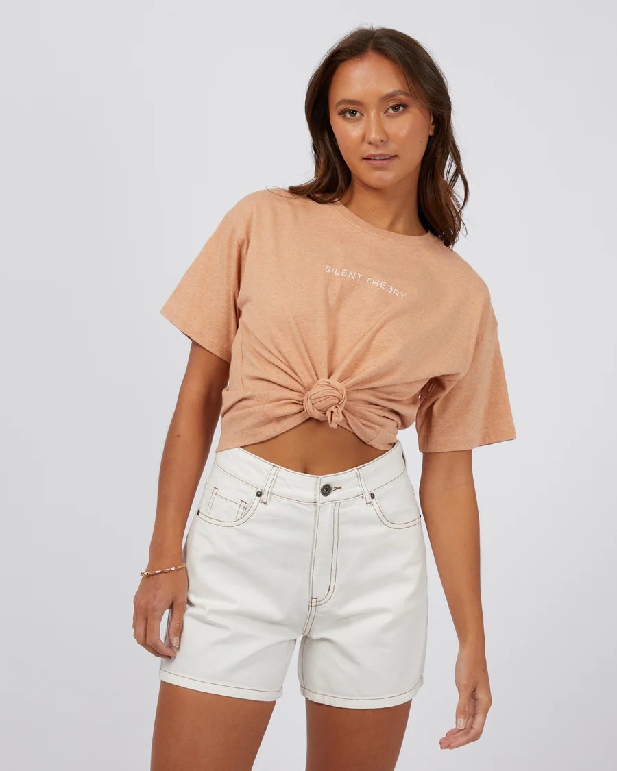 SILENT THEORY LOGO TEE - PEACH Zippered Front Buttoned Front Snap Front