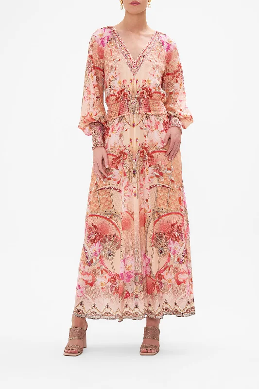 DRESS WITH SHIRRED WAIST AND CUFF ADORE ME